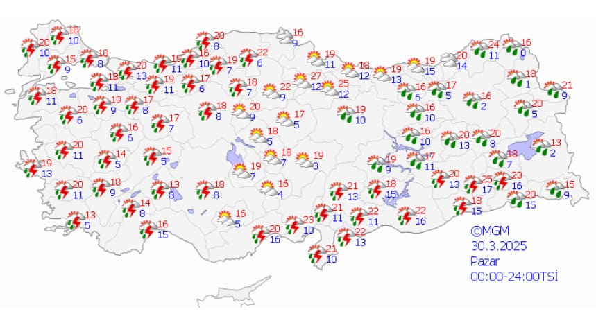 Bayramın 1. Günü Türkiye'de Hava Durumu