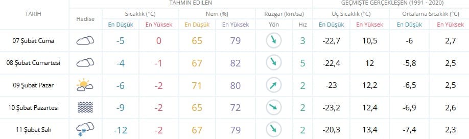 Erzincan Şubat Ayı Hava Durumu (1)