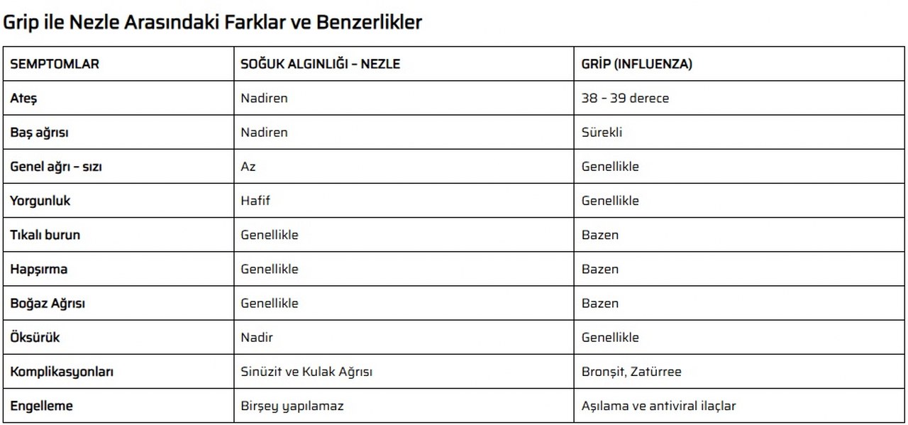 Grip Ve Nezle Arasındaki Fark 1280X599